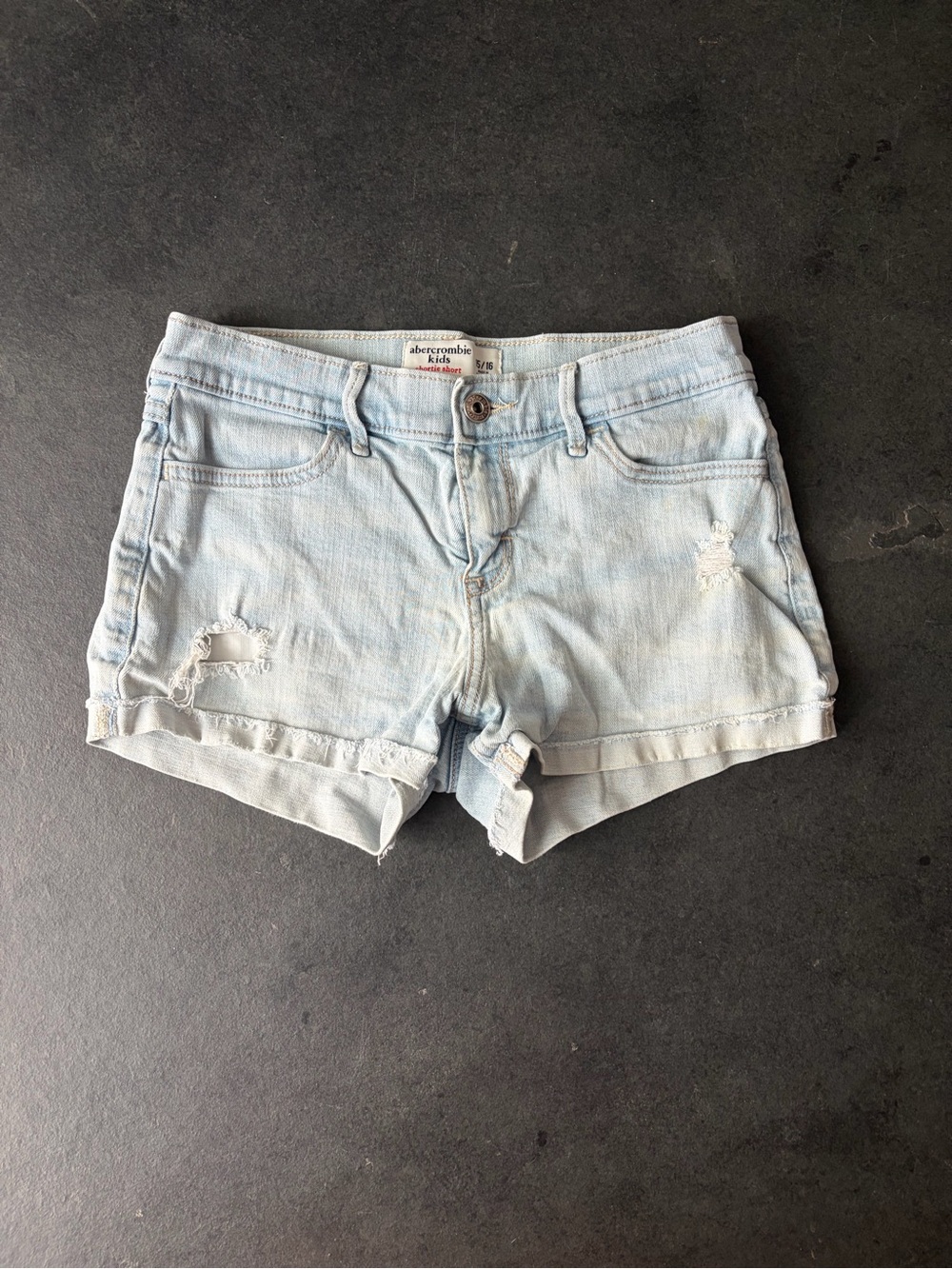 Mid rise kids/teens  distressed Jean shorts